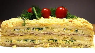 DINNER Cake "Napoleon" Appetizer on the Festive Table