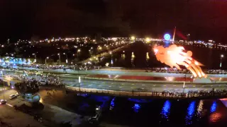 Fire Breathing Dragon Bridge of Da Nang, Vietnam, from the sky!