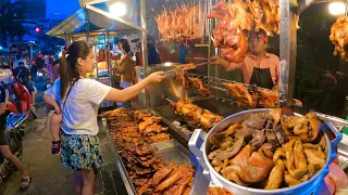 Amazing Cambodian street food at Night, Fast & Easy Yummy Roasted Duck, Chicken, Meat And More