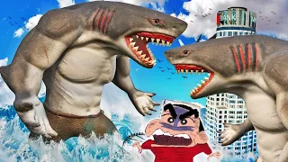 GTA 5 : Becoming a HUMAN SHARK In GTA 5 (Shark Attack) | FRANKLIN Become HUMAN SHARK  Kill SHINCHAN