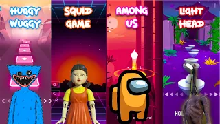 Huggy Wuggy - Squid Game - Among Us - Light Head | Tiles Hop - Smash Colors 3D - Beat Jumper