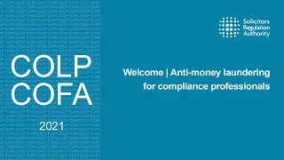 Welcome | Anti-money laundering for compliance professionals (Compliance Officers Conference 2021)