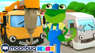 Lift It High In The Sky With Caroline The Crane! | Gecko's Garage Songs | Music Vehicles For Kids