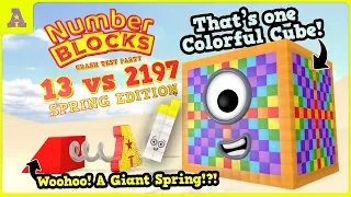 Numberblocks 2197 CUBE vs Unlucky Numberblock 13 with a GIANT SPRING!?! Ep.6