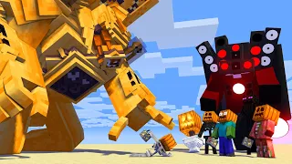Monster School : SKIBIDI TOILET HALLOWEEN TITAN CLOCK MAN AND SPEAKERMAN - Minecraft Animation