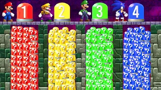 What if Mario Wario Luigi & Sonic press 999x Colored P-Switches ??