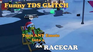 Funny TDS GLITCH, Turn ANY Emote INTO A RACE CAR || Tower Defense Simulator