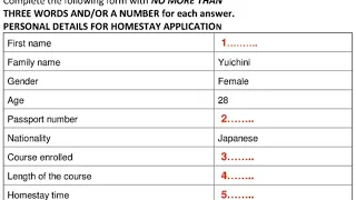 PERSONAL DETAILS FOR HOMESTAY APPLICATION (without Example)