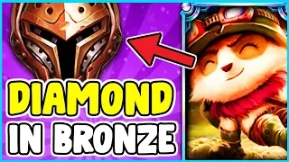 TAKING DIAMOND TEEMO INTO BRONZE! HARD CARRY DIAMOND VS BRONZE ELO League Of Legends