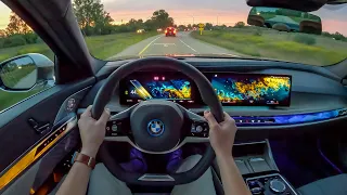 2023 BMW i7 xDrive60 - POV Sunset Drive (Binaural Audio)