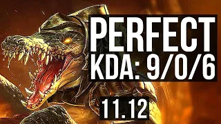 RENEKTON vs GWEN (TOP) | 9/0/6, 2400+ games, 1.5M mastery, Legendary | KR Diamond | v11.12