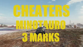 World Of Tanks Cheater  3 marks Minotauro 16k Dmg with afk players WTF