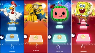 Coco Melon Vs Chicken Dance vs Minion Banana Vs Sponge Bob| Tiles Hop EDM Rush