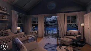 Sea Cottage Bedroom | Night Ambience | Ocean, Beach Waves & Nature Sounds