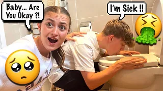 Getting Sick and ‘Throwing Up’ Prank... *CUTE Reaction From GF*