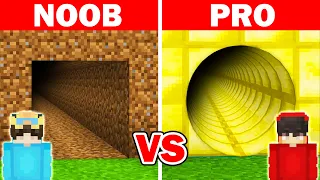 NOOB vs PRO: SAFEST SECURITY TUNNEL BUILD CHALLENGE - Minecraft