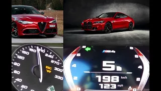 BMW M4 Competition (G82) vs Alfa Romeo Giulia Quadrifoglio | 0-250km/h - #shorts