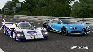 Forza 7 Drag race: Bugatti Chiron vs Porsche 962C