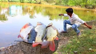 Fishing Video || Traditional village boy fishing technique is very interesting and very good