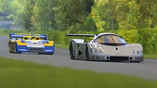 Mercedes Sauber C9 (750hp) vs. Porsche 917/30 (1200hp) - Monza Full Course (Assetto Corsa)