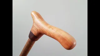 Making a CANE - wood carving a walking cane in Cherry and Bolivian Rosewood