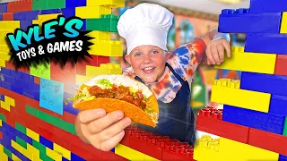 He Opened a REAL GIANT LEGo TACO TRUCK Pretend DRIVE THRU Restaurant At Our House!
