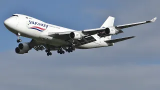 [4K] SilkWay Boeing 747-400F Landing at Prestwick Airport