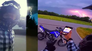 Flucht von extremen Unwetter mit dem Motorrad!