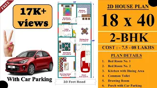 18*40 House Plans || 18x40 House Plans with Car Parking || 18x40 House Design