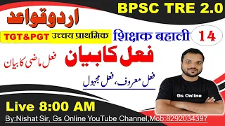 14.BPSC TRE Urdu Grammar | Fail Ka Bayan|فعل کا بیان،فعل ماضی کا بیان|Verb Ka Bayan,By:Nishat Sir,GS