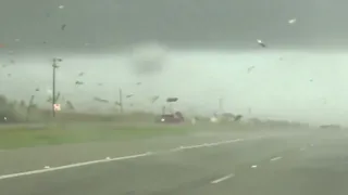 Tornado in Austin, Texas (March 21, 2022) (keep an eye on the red truck