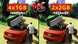GTA 5V | 4x1GB vs 2x2GB Ram Test | 1600mhz vs 1333mhz | Gameplay & Benchmark