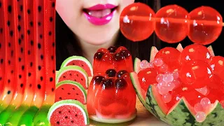 ASMR WATERMELON DESSERT JELLYNOODLES JELLY KYOHOJELLY POPPINGBOBA TAPIOCA PEAL 수박 디저트 국수젤리 타피오카펄 먹방