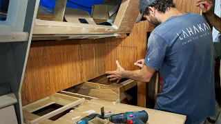 WHAT HAPPENED?! ⛵️ Liveaboard sailboat gets a NEW GALLEY (PART 2) - Boat Restoration Project