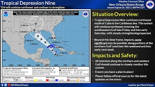 Thu 8/26/21 Update on Tropical Depression 9