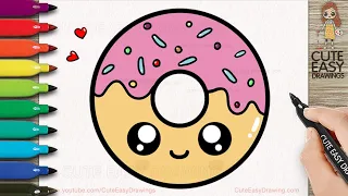 How to Draw a Cute Donut Easy Drawing and Coloring for Kids and Toddlers