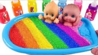 Satisfying Video I How to Make Rainbow Bathtub with Mixing Slime from Glitter Cutting ASMR_toys baby