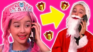 Princess Calls Santa... AND HE ANSWERED! 🎅 Christmas 2017 - Princesses In Real Life | Kiddyzuzaa