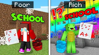 Maizen Poor School vs Mikey Rich School - Funny Story in Minecraft (Mazien Mizen JJ)