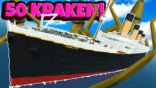 Can the TITANIC Survive 50 KRAKEN in Stormworks Sinking Ship Survival?