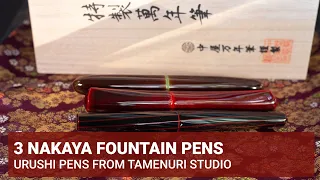 Nakaya fountain pens, comparison of 3 models