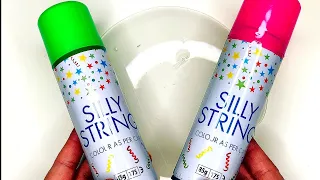 Silly String Slime | Adding Silly String Spray into Clear Slime 4K