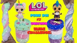 D.I.Y. LOL Surprise Unicorn VS Punk Boi Slime Challenge FISH BOWL SLIME & GLITTER SLIME