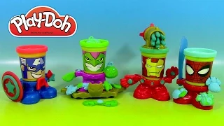 Pâte à modeler Play doh Can heads Spiderman Bouffon Vert Iron Man Captain America