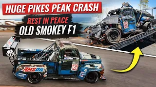 (WARNING! Brake Failure Crash Footage) Old Smokey F1 Pikes Peak 2023 Crash READ!