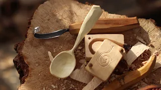 carving an eating spoon.