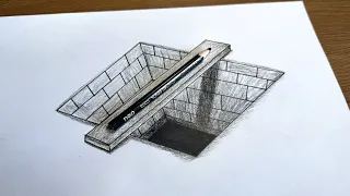 How To Draw 3D Hole Illusion | 3D drawing On Paper | 3D Drawing