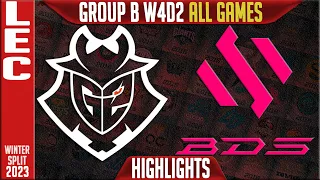 G2 vs BDS Highlights ALL GAMES | LEC Winter 2023 Group B W4D2 | G2 Esports vs Team BDS