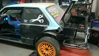 Turbo m20 BMW e30 widebody first start after overhaul.