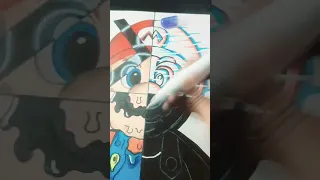 One drawing But, 4 different style 😳 part 4✨SUPER MARIO BROS ✨|JULIA GISELLA #art world #short